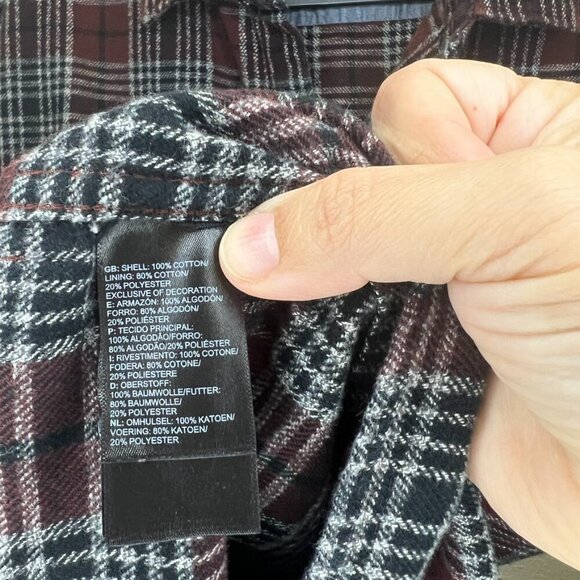 The North Face flannel long-sleeve Red Black White Grey Size Large - Picture 5 of 7